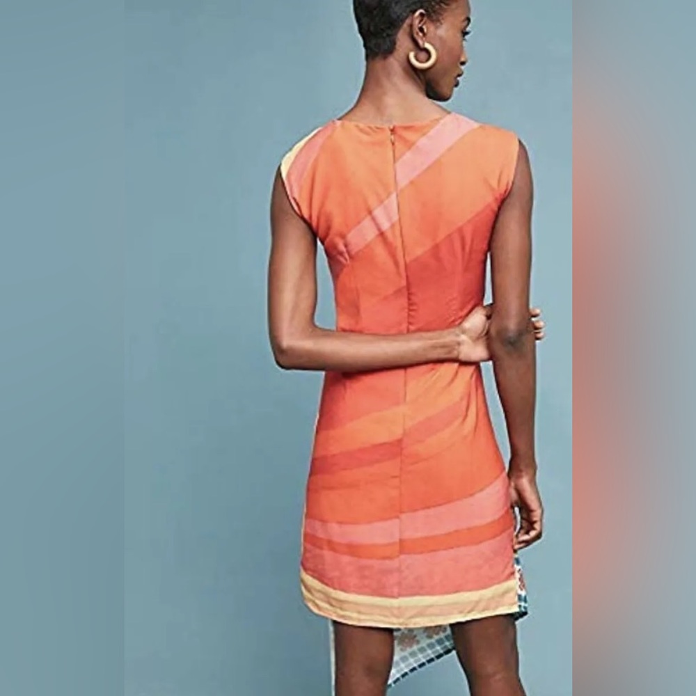 Anthropologie Eva Franco Bird Dress Vibrant Silky Ruched ✨ - Picture 2 of 6